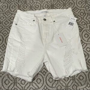 NWT! Good American White Distressed Denim‎ Cut Off Jean Shorts Size 6/28
